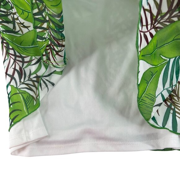 I.N. Studio Tropical Print Sheer Green Short Sleeves Layered Women's Size XL y2k - Picture 7 of 8